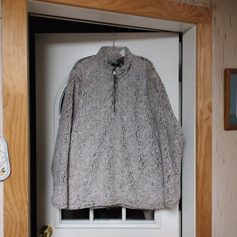 New Mountain And Isles Tan Sherpa Fleece Quarter Zip Pullover Size Men's XL